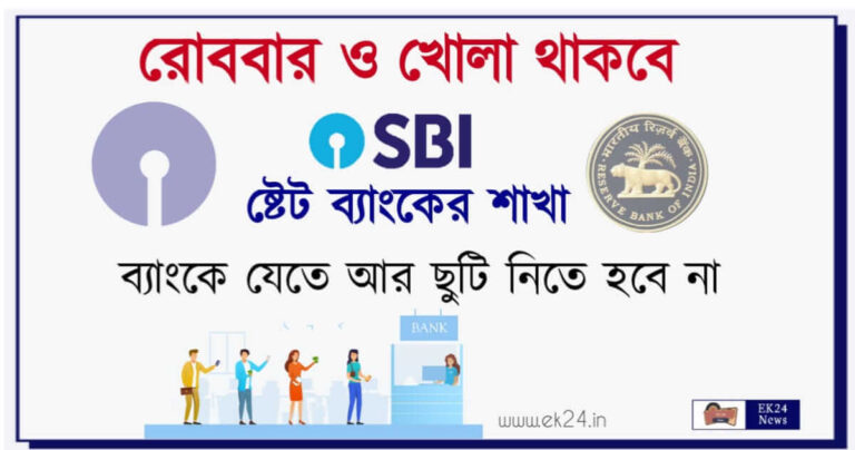 State Bank of India will remain open on sunday (রোববারে খোলা স্টেট ব্যাংক)