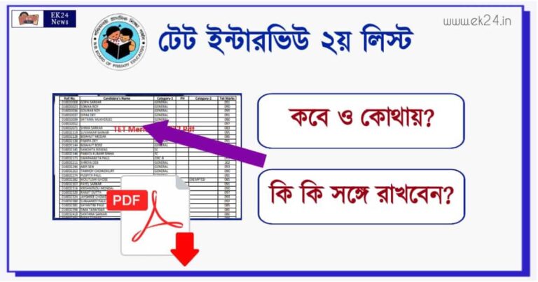 প্রাইমারী টেট ইন্টারভিউ (WBBPE Primary TET Interview List)