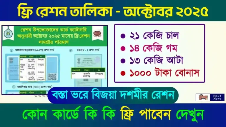 বিনামূল্যে রেশন তালিকা (Free Ration Items List)